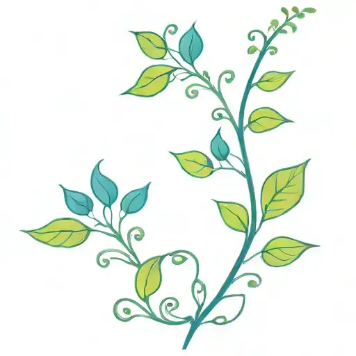 Blue Vine With Green Leaves Intertwined