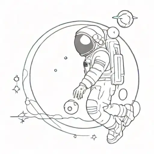 Astronaut Floating In Space Half Sleeve