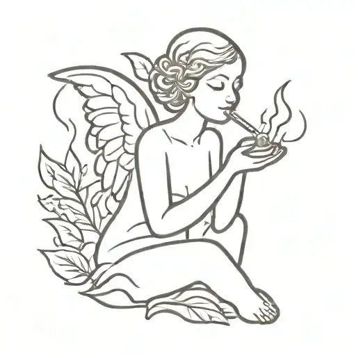 An Angel Smoking Pot Overflowing
