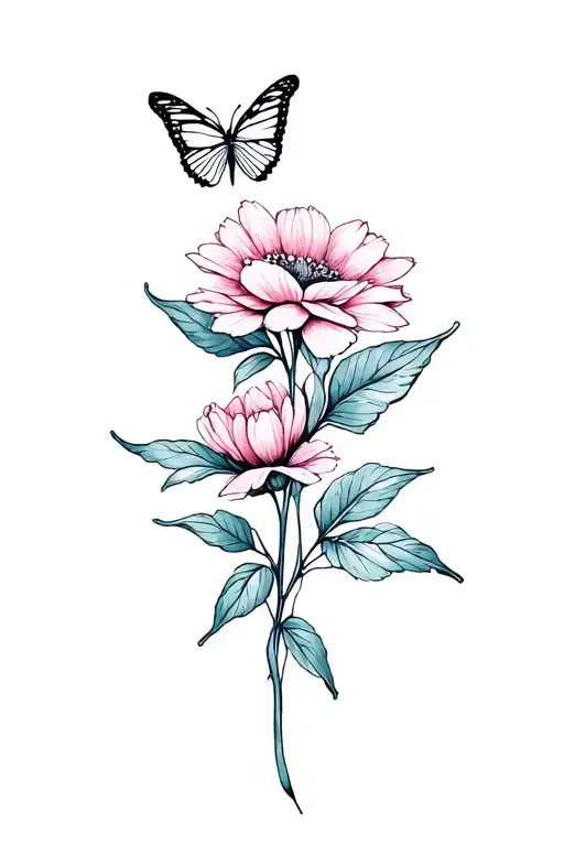 Birth Flower With Butterfly