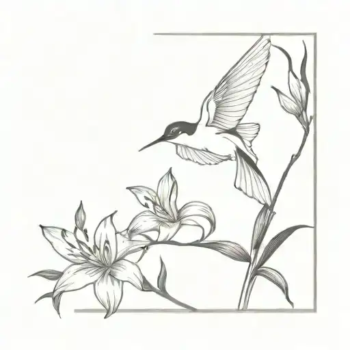 Swallow Flying With Tiger Lilies