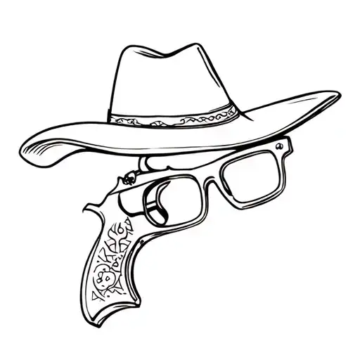 Sunglasses Cowboy Hat Pistol