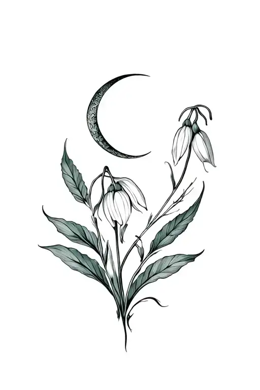 Skull Snake Moon Gentian Flower Snowdrop Flower