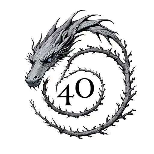Dragon With The Number 40 Hidden Within Its Branches