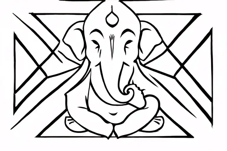 Ganesha Surrounded By Geometric Shape