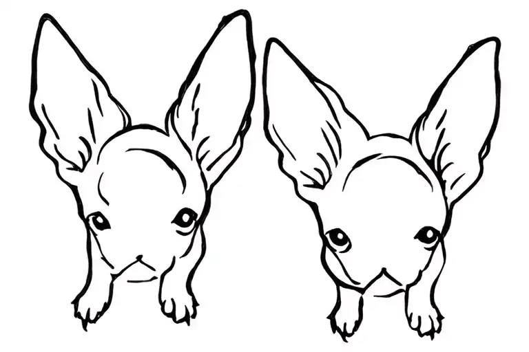 2 Longhair Chihuahua Ears No Head