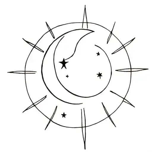 Moon And Star In Sun