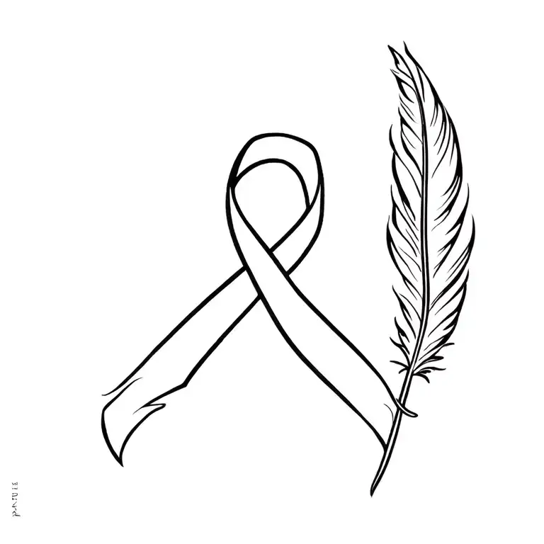 Cancer Ribbon Feather