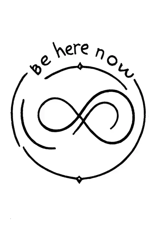 Infinite Symbol With Text Be Here Now