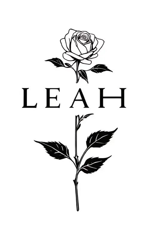 Rose Intertwined With Name Leah