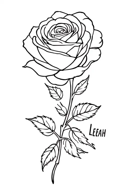Rose Intertwined With Name Leah