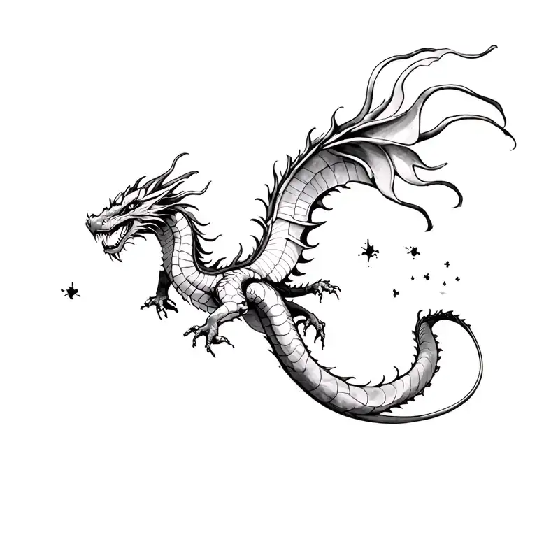 Spirited Away Haku Dragon Flying With Soot Sprites
