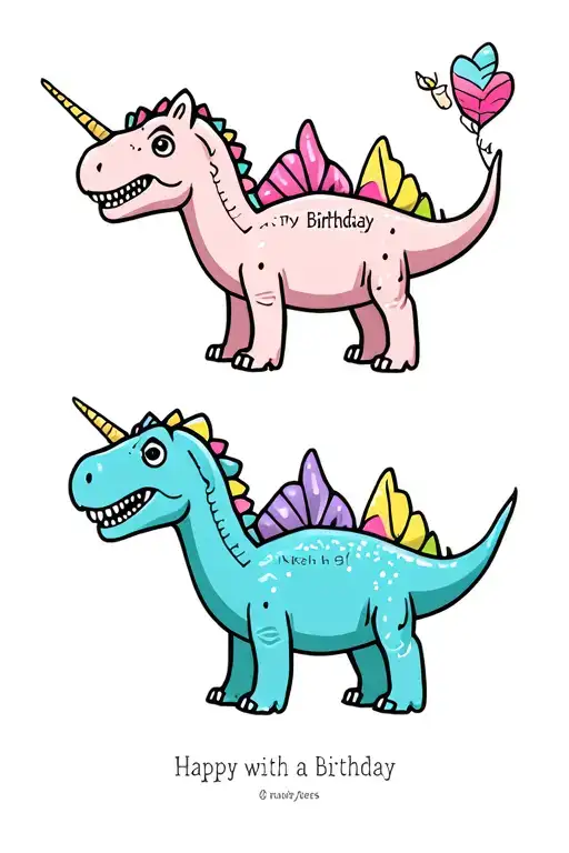 Dinosaur Icon With My Son's Birthday Next To It And A Unicorn Icon With My Daughters Birthday