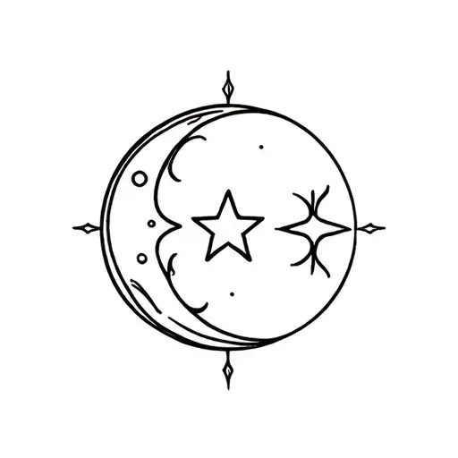 Sun And Moon With Star In The Middle
