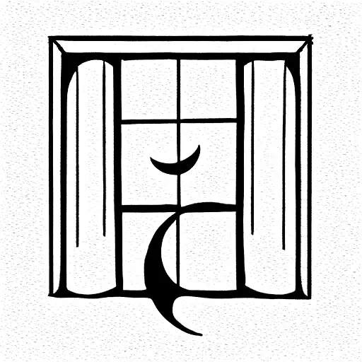 Window With Polka Dot Curtains And The Moon And The Stars In The Window