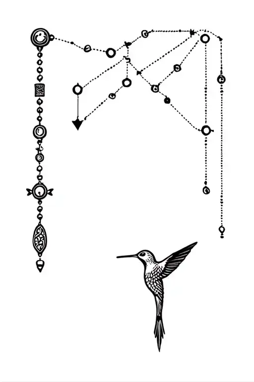 A Rosary With The Constellation Of The Fish And The Lunar Cycle And A Hummingbird
