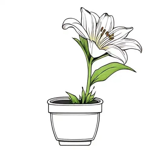 An Epmty Gardening Pot And Next To It Upside Down A Blooming Lily Flower