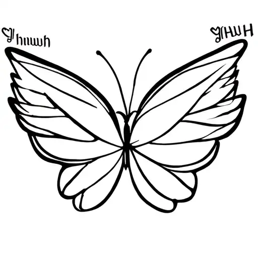One Line Butterfly With Yhwh Written In The Wings