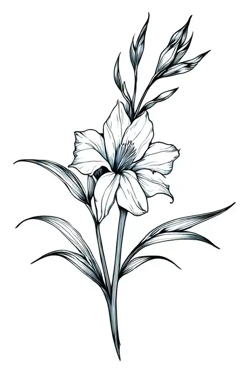 Gladiolus Flower Blooming With Veins And Waves