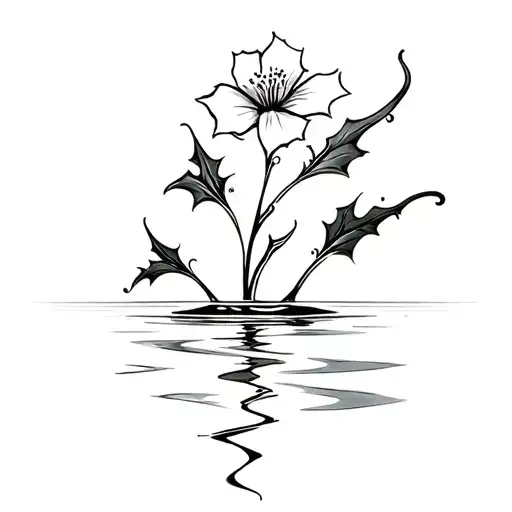 Holly Flower Floating On Water