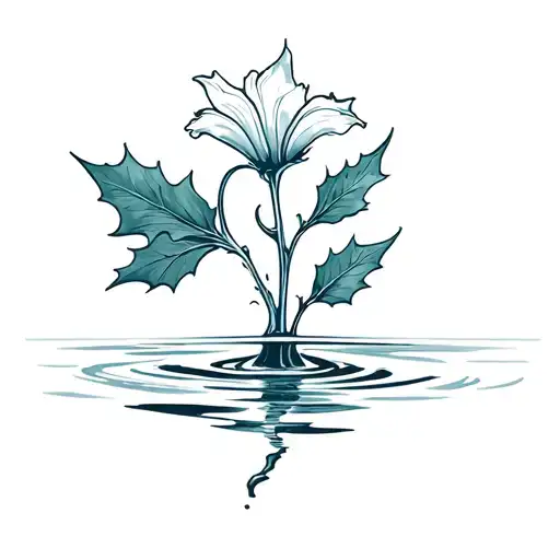 Holly Flower Floating On Water