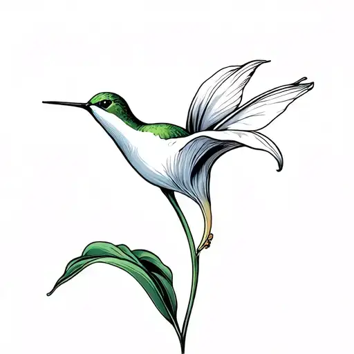Arum Lilly With Hummingbird Hovering