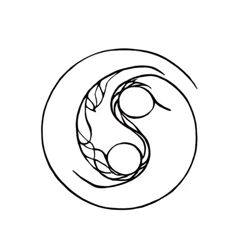 Make Yin Yang And Aquarius Blended Together Black Color