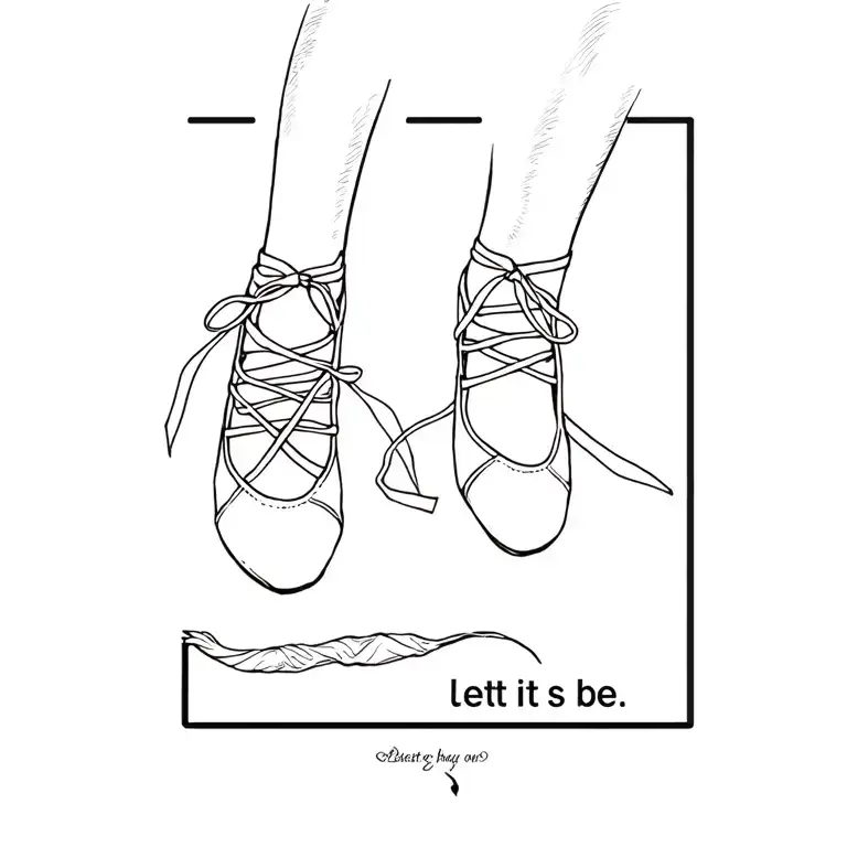 Ballet Shoes With Laces And A Quote 'Let It Be' Incorporated Into The Design