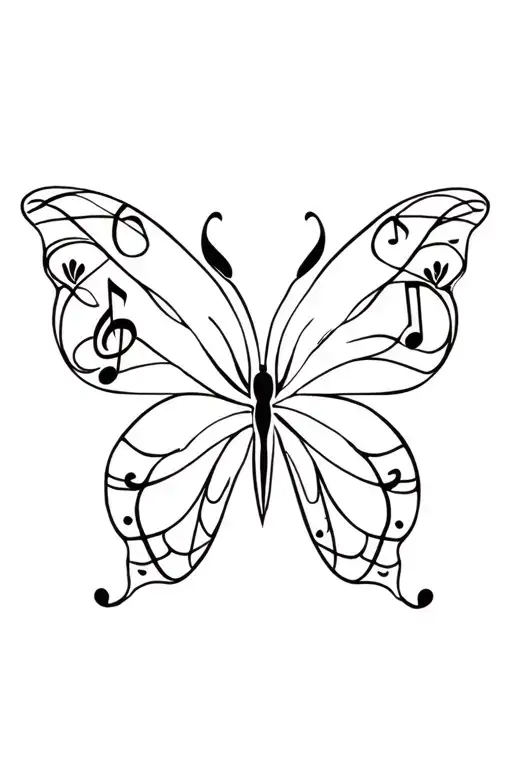 Butterfly Music Note Intertwined