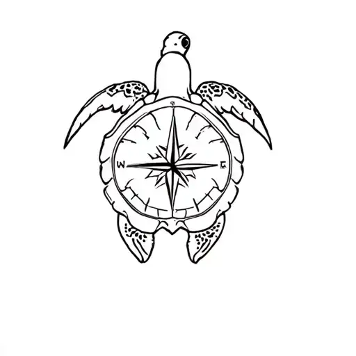 Forearm Hawaiian Sea Turtle With Compass For Shell