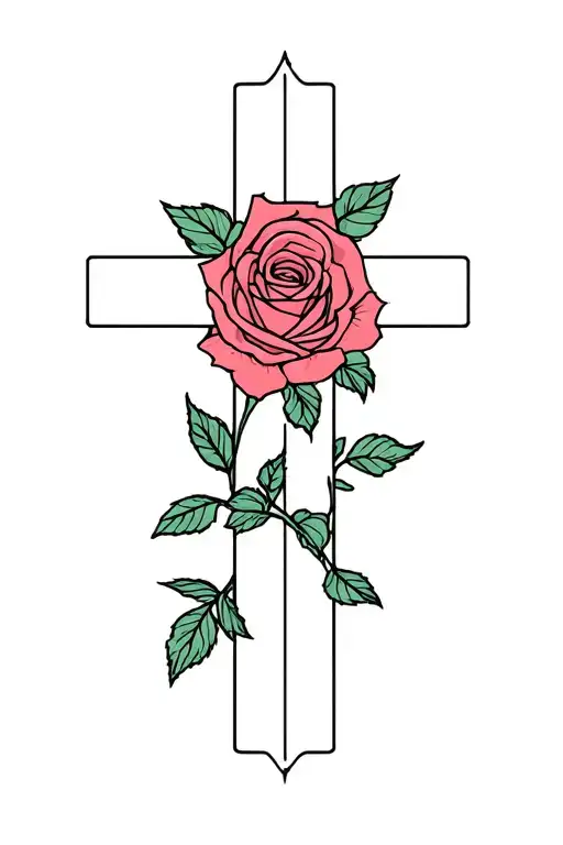Cross With Roses Blooming
