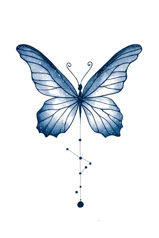 Fading Butterfly With Lyra Constellation