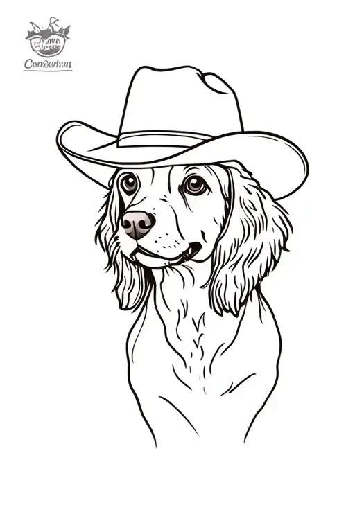 English Springer Spaniel Puppy Wearing A Cowboy Hat On Top