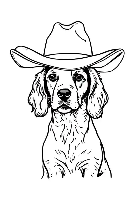 English Springer Spaniel Puppy Wearing A Cowboy Hat On Top