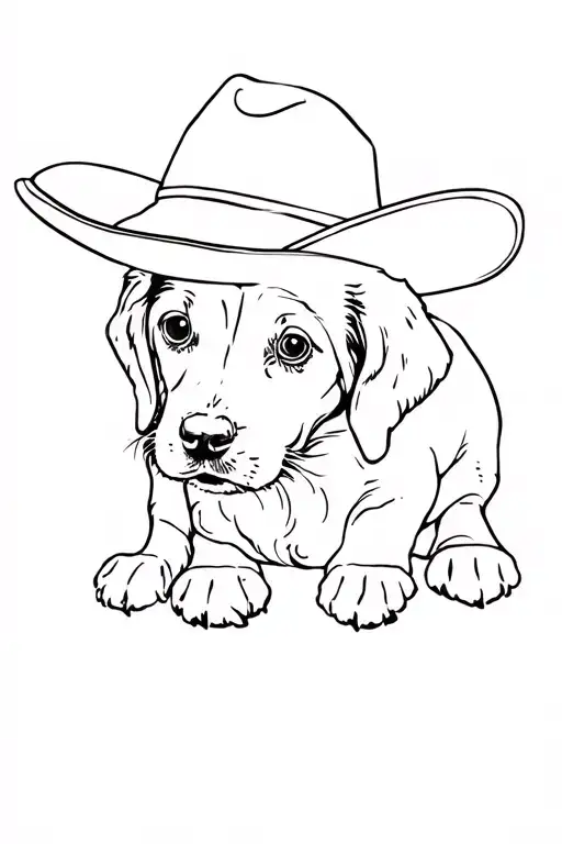 English Springer Spaniel Puppy Wearing A Cowboy Hat On Top