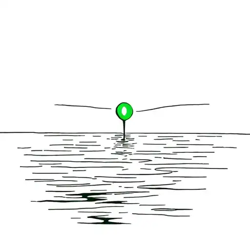 A Single Green Light In The Distance Across The Water