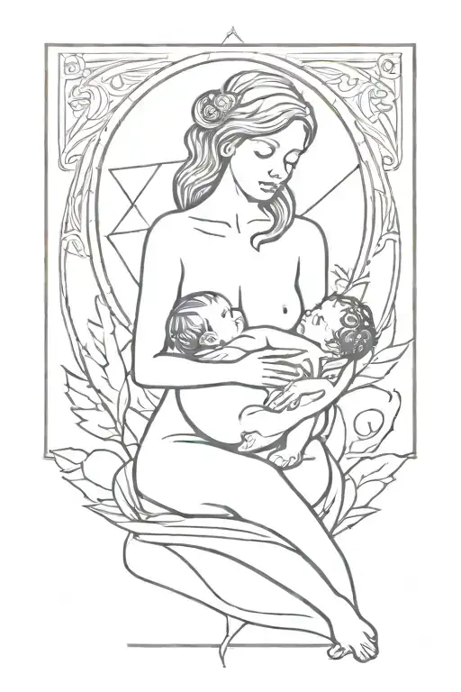 A Tarot Card Of A Mother Nursing Baby