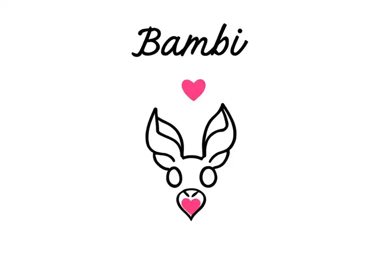 The Word Bambi With A Heart Next To It