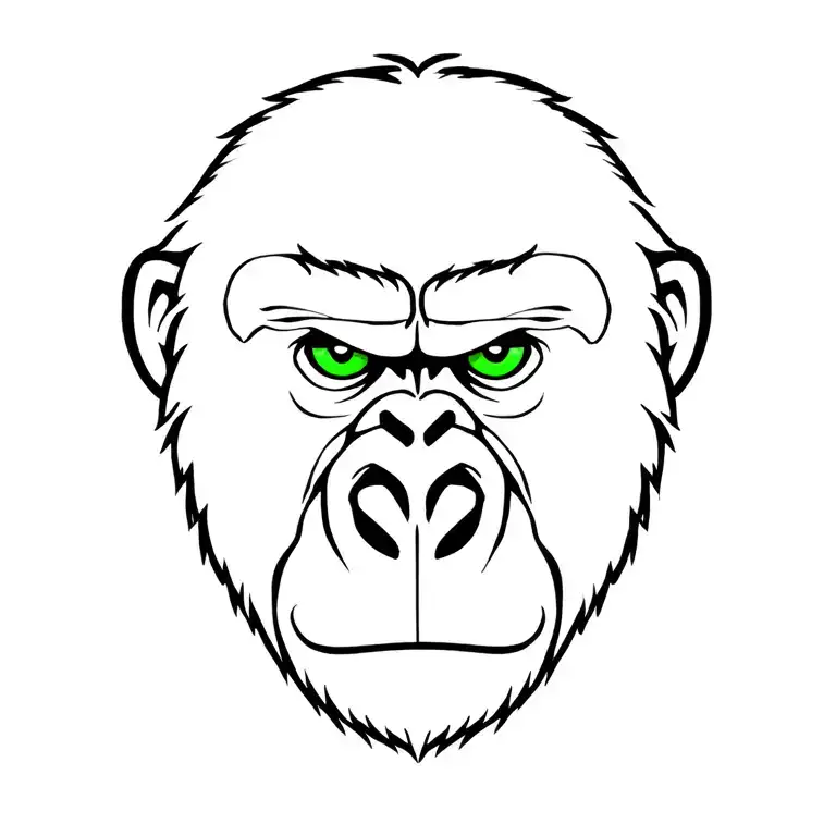 Gorilla Face With Green Eyes