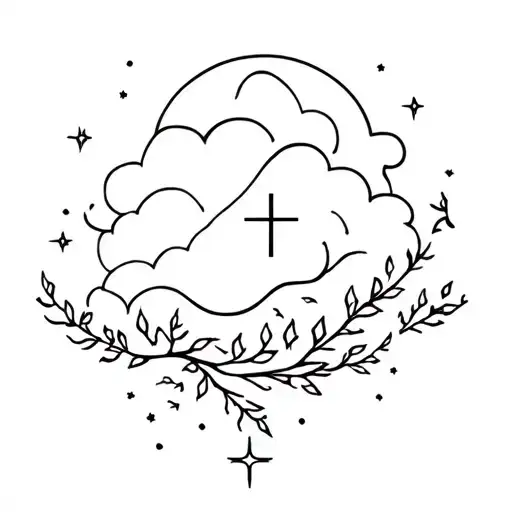 Cross Vines And Cloud Filled Sky Filled With Stars