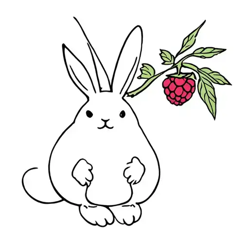 A Bunny With A Raspberry Branch