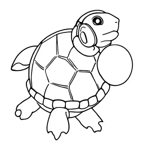 Bubble Turtle Wearing Headphones