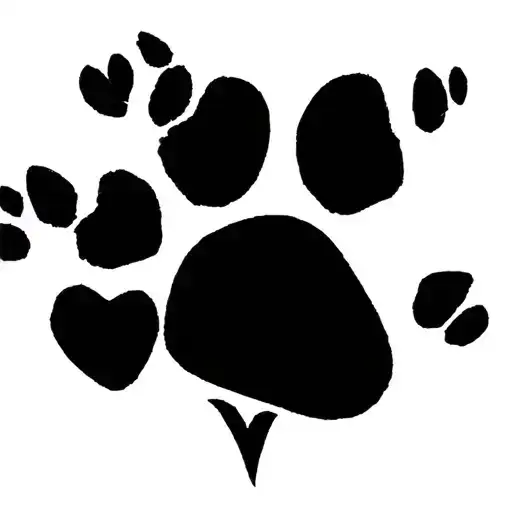 Paw Print And Heart Surrounded