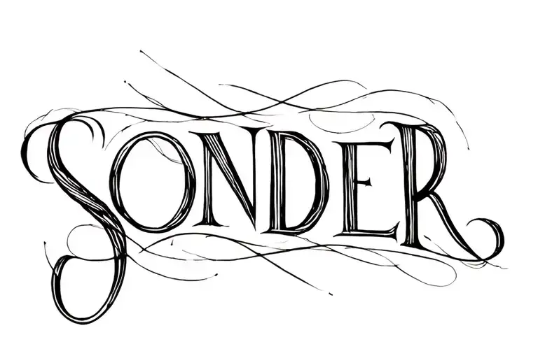 The Word Sonder Eneveloped In Calligraphy Wisps And Lines