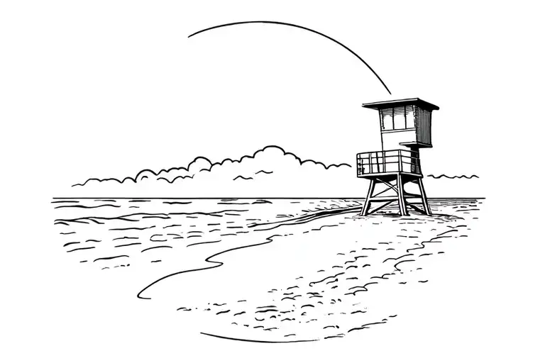 Fingal Bay Beach Landscape With The Lifeguard Tower