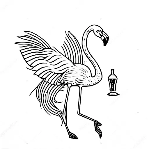 Flamingo With Whiskey Glass Mardi Gras Beads Poker