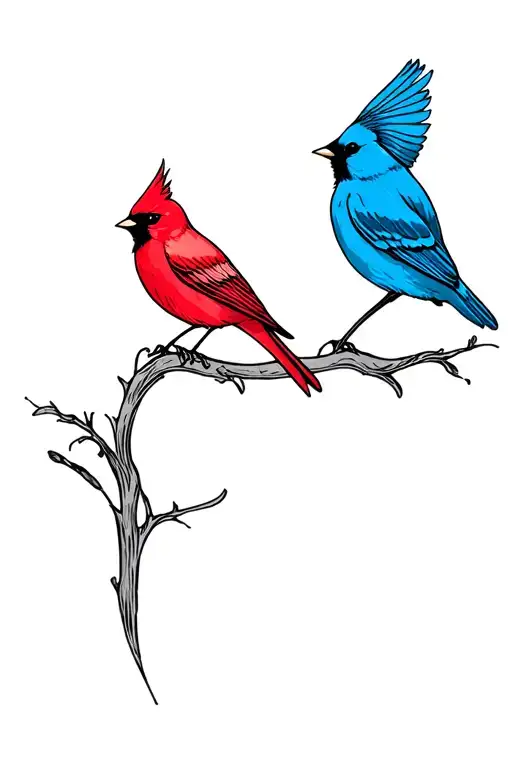 Redbird And Bluebird Representing My Grandparents Who Have Passed