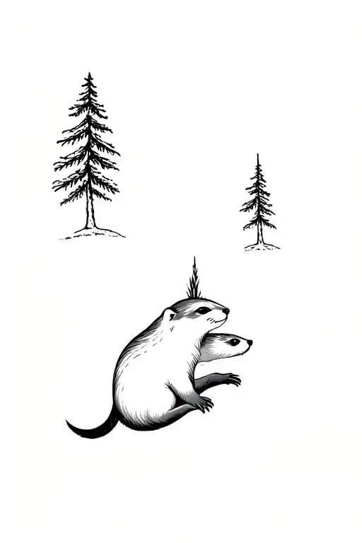 Otter And Fir Tree