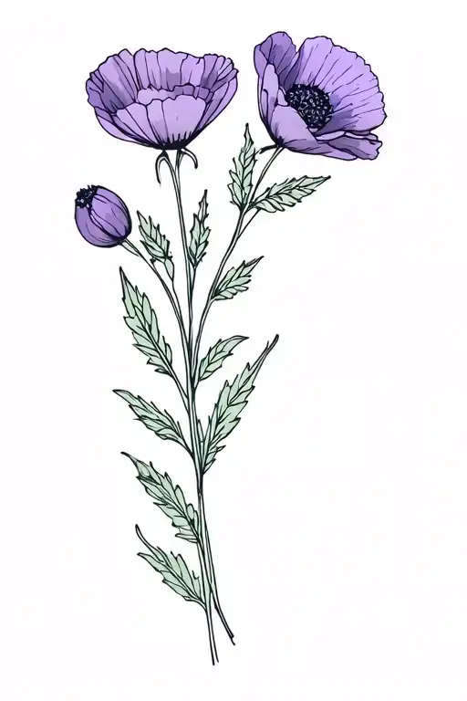 Violet And Poppy Birth Flower Bouquet