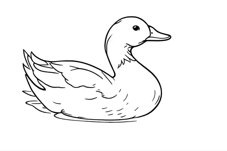 Duck Floating Peacefully From The Side View